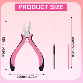 3Pcs Professional Nano Hair Extension Tools Kit – Includes 1 Plier & 2 Loop Threaders, Nano Beads Tool for Easy Hair Installation and Removal