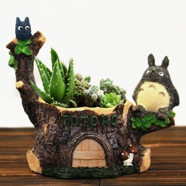 Fantasee Maceta para Suculentas, Macetas Pequeñas de Jardín con Agujero de Drenaje, Macetas de Resina para Plantas con Flores, Adornos en Miniatura para la Decoración del Hogar y la Oficina (Dibujo