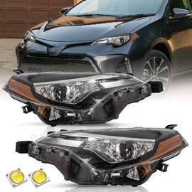 TUSDAR Headlights Assembly for 2017 2018 2019 Toyota Corolla CE/L/LE/LE-ECO OE Projector Headlamp Replacement Passenger and Driver Side