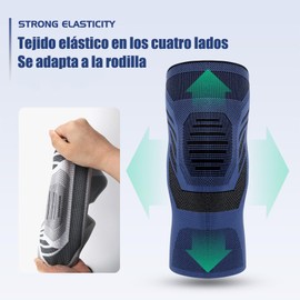 Rodilleras Deportivas Elásticas Ajustables, Protección Antideslizante para Rodillas, Azul (Medium)