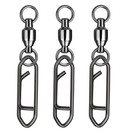 Atibin Snap Connector Fishing Swivels Stainless Bearing Ball Snap Swivels Steel Quick Change Fishing Clips Swivel Black Nickel 50pcs 132lbs