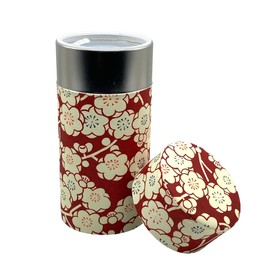 Noguchi Kumataro Tea Garden, Tea Canister, Large Capacity, 7.1 oz (200 g), Japanese Paper Sticker, Inner Lid, Plum Roman, Enge, Made in Japan, Stylish