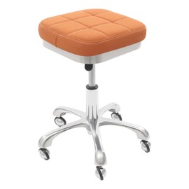 CRYBY Square Rolling Stool, Adjustable Swivel Stool SPA Stool Chair with Wheels, Work Stool for Bedroom Counter Shop Salon Massage Home Office Desk, 330.69lbs Load, 12.6 * 17.32-23.23 Inch (Brown)