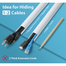 ZhiYo Cord Hider 39in(3X L13in), Cable Hider for 1-2 Cords, Self-Adhesive Cord Covers for Wires on Wall, Wire Cover Wall Mount TV, Cable Raceway White, W1in x H0.45in