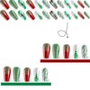 Christmas Press On Nails Medium Coffin Fake Nails With Glue,