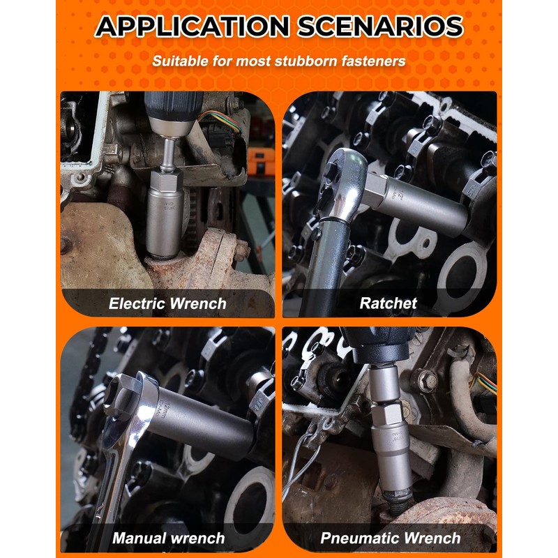 Topme Deep Bolt Extractor Set,16 PCS Impact Bolt & Nut