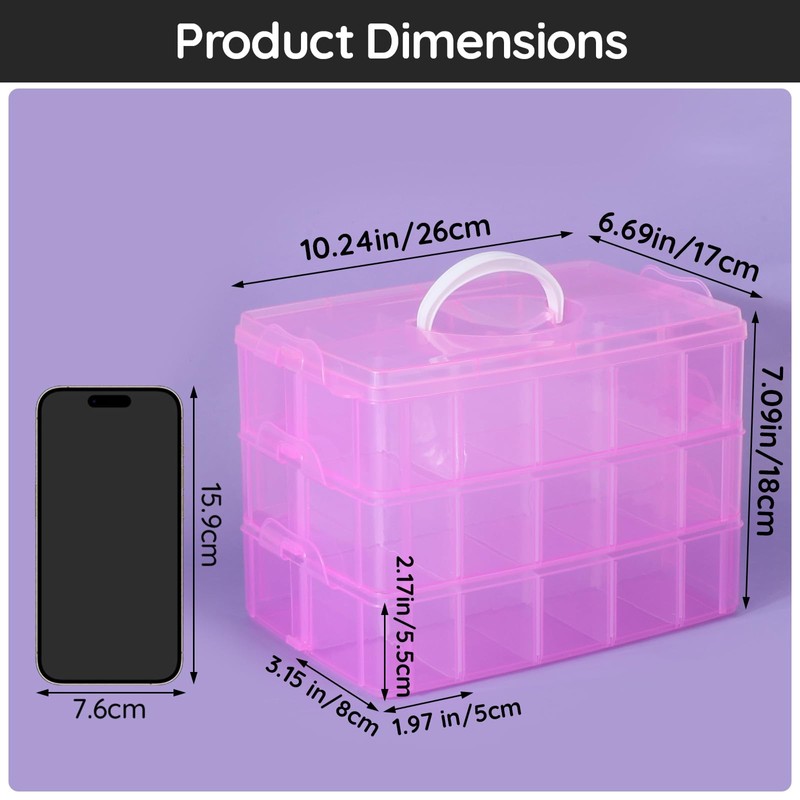 Segbeauty Transparent Storage Box, 26 x 17 x 18 cm,
