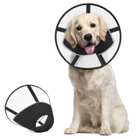 Supet Dog Cones for Large Dogs, Soft Dog Cone Collar to Stop Licking, Comfortable E Collar with Soft Fabric After Surgery, Adjustable Pet Recovery Collar (L)