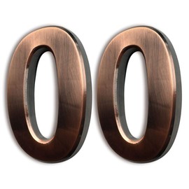 2 Pcs 4 Inch House Numbers 0, Self-Stick Bronze Address Number Stickers for (Mailbox Post, Apartment Door, Outside, Yard) Double 0, Metal Shining, by Sureyear. (4 Inch - NO.0, Bronze)