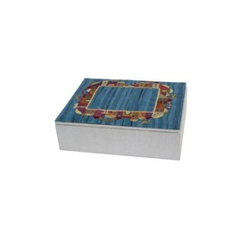 Yair Emanuel Embroidered Jewelry Box Jerusalem Design Blue (BES-3)