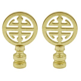 Lamp Finials,Chinoiserie Design Solid Metal Finials for Table lamps and Floor Lamps, Lamp Toppers Screw On Cap, Decorative Lamp Shades Top Nut, Oriental Lamp Shade Knob(2 pack) (Brass)