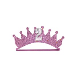 Baby Birthday Crown Headband 1st 2nd 3rd Years Birthday Hair Band First Birthday Crown Headwear BBD02 (2 Years-Violet)