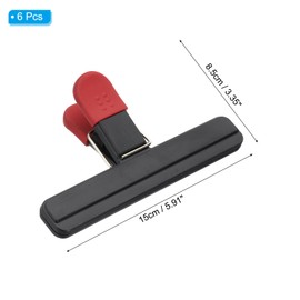 PATIKIL 5.91 x 3.35 Inch Chip Bag Clips, 6Pcs Large Size Clips Food Clips Plastic Heavy Duty Seal Grips for Food Kitchen Home Office Storage, Black