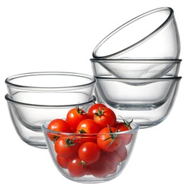 NUTRIUPS 6 Pack Small Glass Bowls Set 16oz Glass Cereal Bowls Glass Bowls for Oatmeal, Ice Cream and Fruit (4.5 inch)
