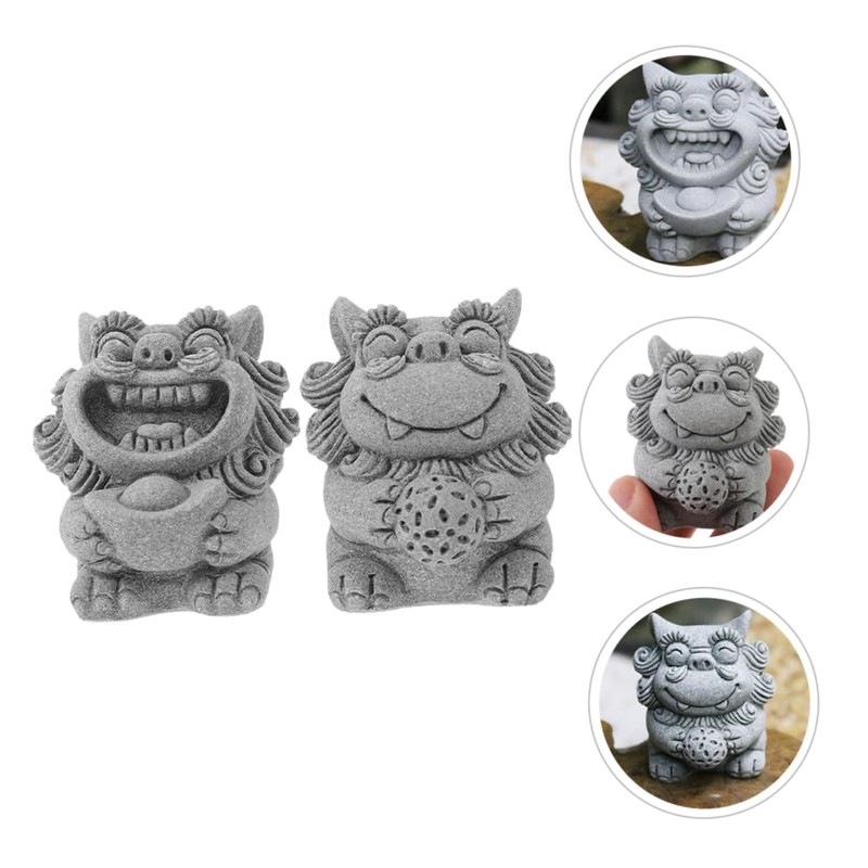 Sosoport 2pcs Mini Lion Statues Decorative Lion Figurine for Home