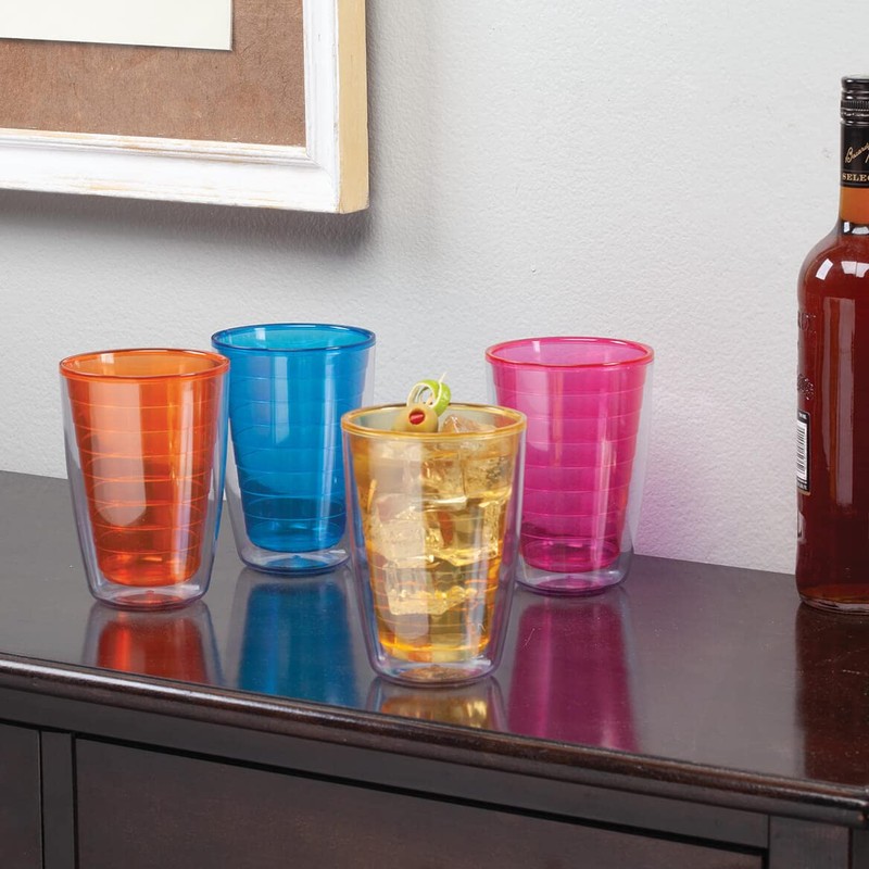 Fox Valley Traders Rainbow Insulated Plastic Tumblers, Set of 4,