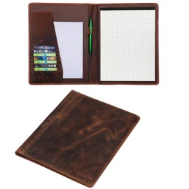 STILORD 'Malcolm' Leather Portfolio A4 Writing Case Vintage Document Folder for Business Work Meeting Conference Case Organizer Genuine Leather, Colour:Sepia - Brown