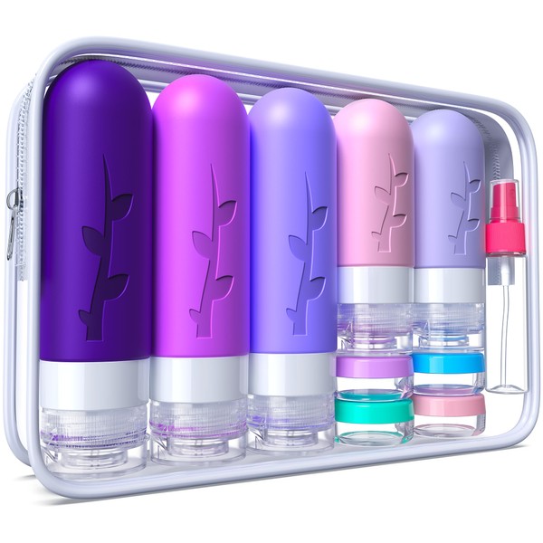 Aeomni 19 Pack travel Bottles for Toiletries, Silicone TSA Approved