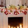 FYSUIMU 2Pcs Valentine's Day Felt Ball Banner with String Lights