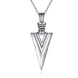 VONALA Norse Viking Arrow Necklace for Men 925 Sterling Silver Arrowhead Pendant Necklace Mjolnir Nordic Runic Talisman Amulet Jewellery Gifts for Men Boyfriend Unisex