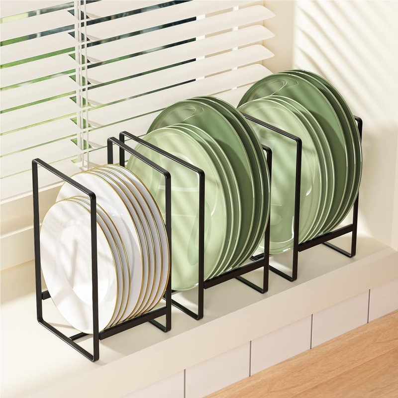 QUMENEY 2 Pack Large Plate Holders Organizers Plate Racks Upright