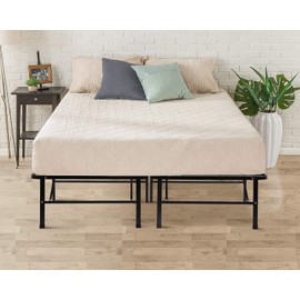 Bed Frame Metal Platform Bed Frame High Mattress Foundation Queen Size Box Spring Replacement Heavy Duty Steel Slat Profile Smart Base Noise-Free Easy Assembly Under-Bed Storage,Black (King)