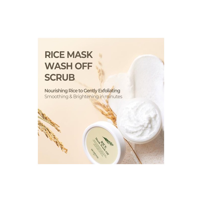 SKINFOOD Rice Mask Wash Off 3.5oz / Gently Exfoliates the