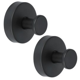 fentar Stainless Steel Suction Cup Hooks for Shower, Bathroom, Kitchen, Glass Door & Tile – Heavy Duty 15 lbs, No Drill Hooks, Rustproof Metal Design – Space-Saving (Black, 2 Pack)