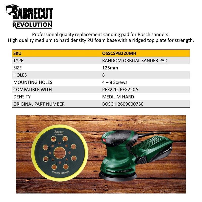 2 x SabreCut OSSCSPB220MH_2 125mm Medium Hard 8 Hole Random