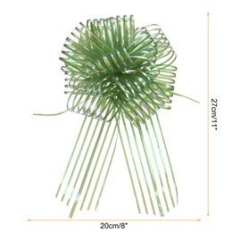 MECCANIXITY 5pcs 8 Inch Organza Large Pull Bow Metallic Gift Wrapping Bows Ribbon Chiffon Yarn Grass Green for Wedding Baskets Presents Christmas Valentine's Day