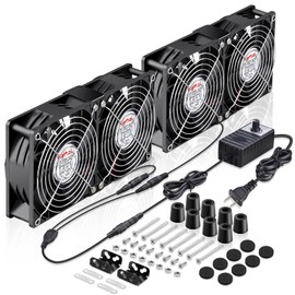 Wathai 120mm x 4 Dual Ball Computer Fan 110v - 240v with Variable Speed Control,for,Garage Attic Window Exhaust,GPU Mining Rig,Server Rack,AV Cabinets,Home Theater Cooling