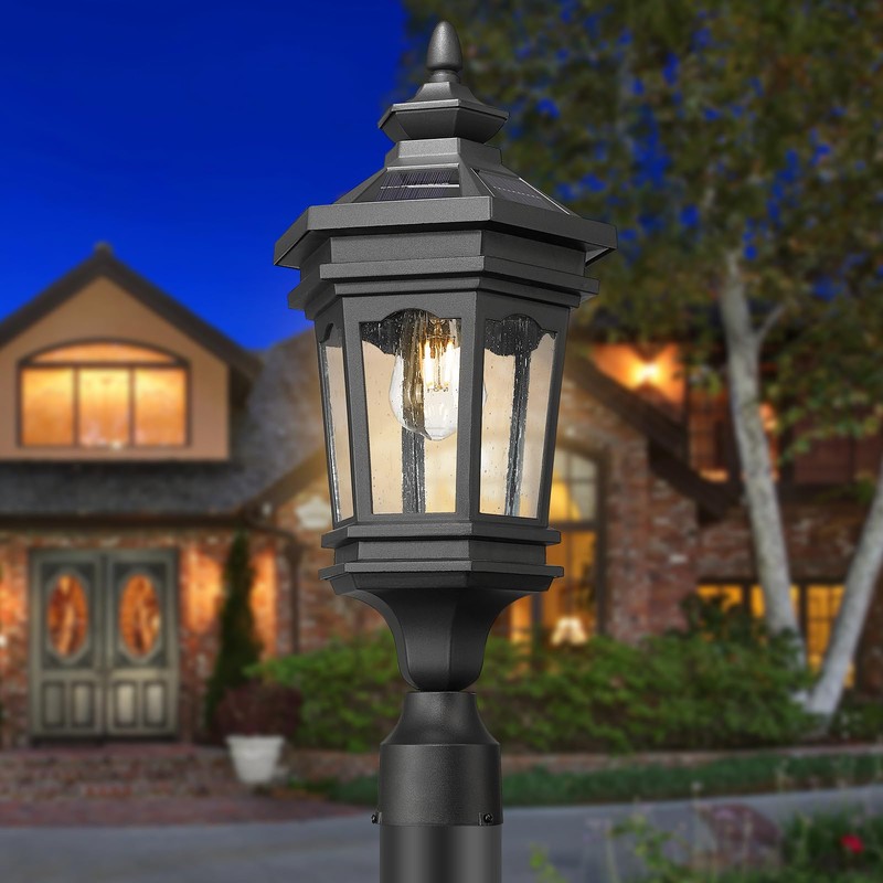 Darkaway Solar Post Lights Lamp Outdoor Pole Light Fixture, Dusk