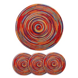 Alnicov 4pcs Cotton Woven Rattan Heat-Resistant Tablema,11.8Inch 30cm Round Placemats Set,Coasters,Kitchen Table Mats,Bowl Mat for Dining Table Kitchen Kitchen Decoration