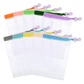 10 Stück Seifensäckchen mit farbigem Kordelzug, Seifenbeutel, Nylon Schaumnetze, Seife MeshTasche, Peeling-Seifenbeutel aus Netzgewebe mit Kordelzug für Baden Gesichtsreinigung Werkzeug