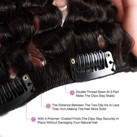 Lacer Clip in Human Hair Extensions Jerry Curly 3B 3C Real Hair Clip in Extensions For Black Women Natural Color 100% Brazilian African American Hair Extension (22 inch, Jerry Curly #1B)