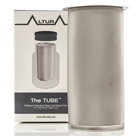 The TUBE Cold Brew Coffee Maker | Cold Brew Coffee Filter for Wide Mouth Mason Jar | Stainless Steel Cold Brew Filter by Altura(The TUBE (32oz/1qt))