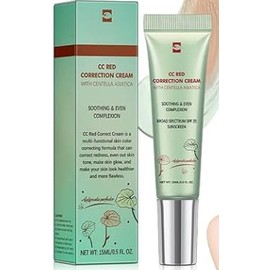 CC Cream Before Make-Up, Full Cover Concealer with Soothing Effect, Colour Correction Cream for Naturally Evening, Moisture and SPF Protection, All Skin Types (Green)
