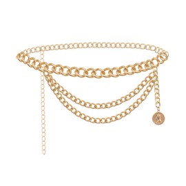 Women Thick Metal Link Waist Chain for Dress Multilayer Tassel Waist Belt Belly Chains Waistbands Body Jewelry