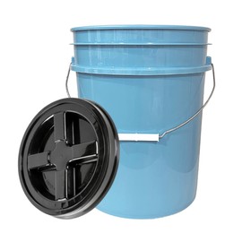 House Naturals 5 Gallon Food Grade BPA Free Bucket Pail with Black air-Tight Screw on Lid (Pack of 2)
