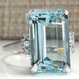 LVSHI Vintage Women 925 Silver Aquamarine Gemstone Ring CZ Cubic Zirconia Ring Wedding Jewelry Size 6-11, Size 11, Zirconia,Gemstone,Metal,Silver