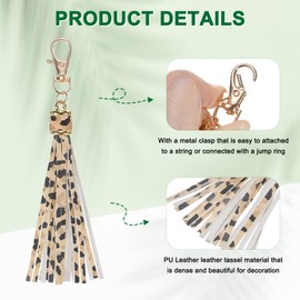 M METERXITY 6-Pack PU Leather Tassel 5.9 Inch Small Keychain Rust Faux Leather Tassels Charm Leopard Print with Rings for DIY Crafts/Keychain/Earrings/Bracelets/Necklace