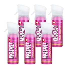 Boost Oxygen Pocket Sized 3 Liter Natural Pure Canned Oxygen Bottle Canister with Built in Mouthpiece for High Altitudes, Pink Grapefruit (6 Pack)