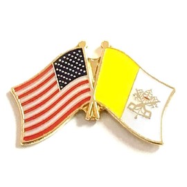 Vatican City Friendship Double Flag Lapel Pin US Crossed Emblem Tie and Hat Pin Badge