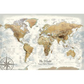 GEOJANGO Magellan World Map Poster - The Perfect Travel Gift (24x16 inches)