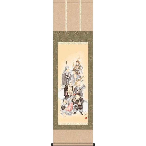 Wall Scroll Hanging Scroll Ogata Leaf Water and Seven Lucky Gods Shakuzo Auspicious Picture Tokoma