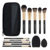 Brochas De Maquillaje Profesional,set 10 Con Estuche,esponja Color Negro