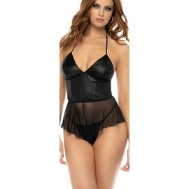 Mapalé by Espiral Women's Mapale 7547 Babydoll/Romper, Wet Look Black, S/M