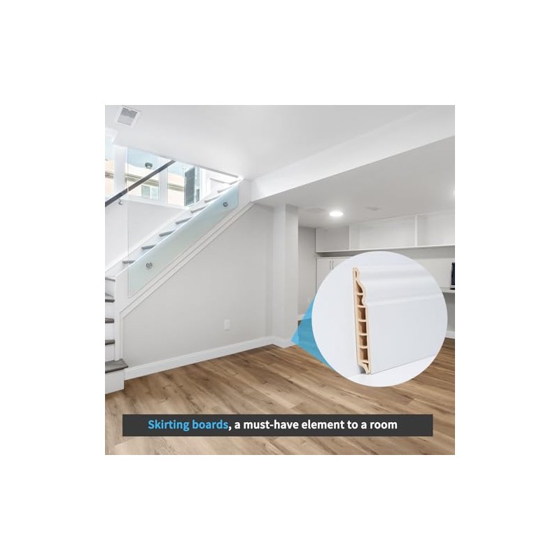 Art3d Wall Baseboard Molding Trim 8-Pack of 56 x 3.2