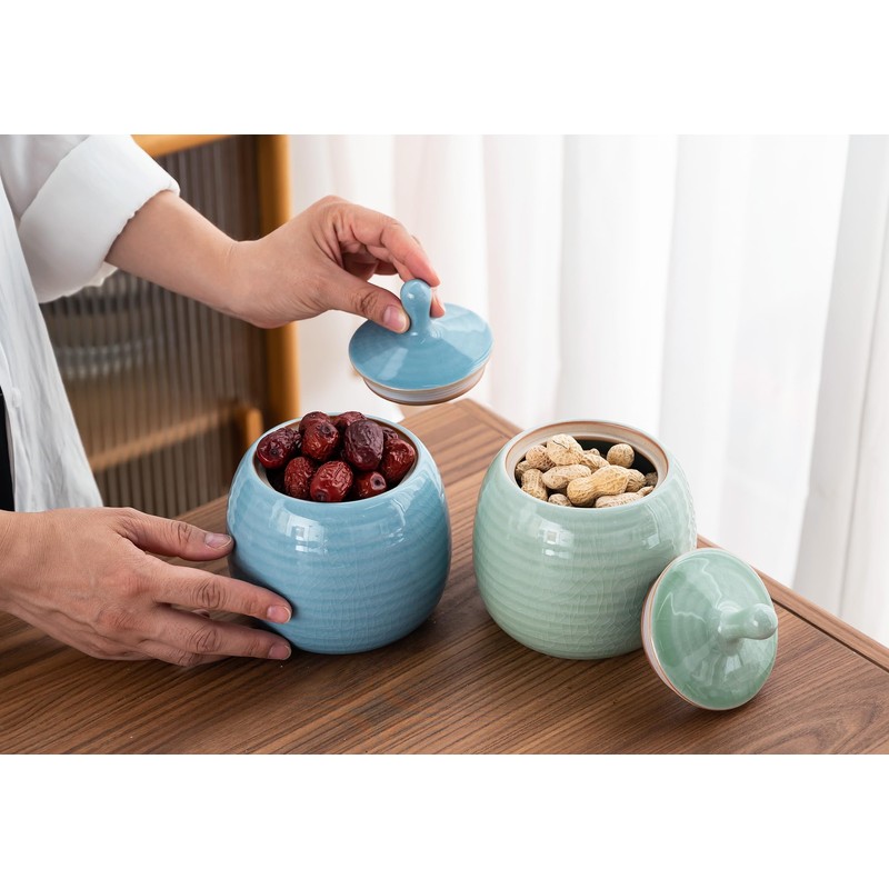 Amoysanli Kitchen Canisters Vintage Ceramic Food Storage Jar with Airtight