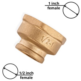 Reducing Coupling Brass Pipe Fittings Coupling 1/2" Female x 1” Female Threaded Brass 0,5 inch x 1 inch Female Brass Pipe Fitting Brass Coupling